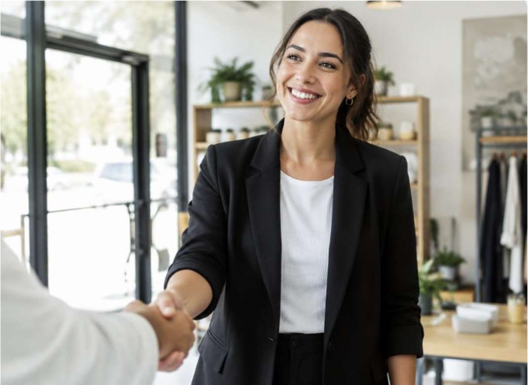 Business owner shaking hands